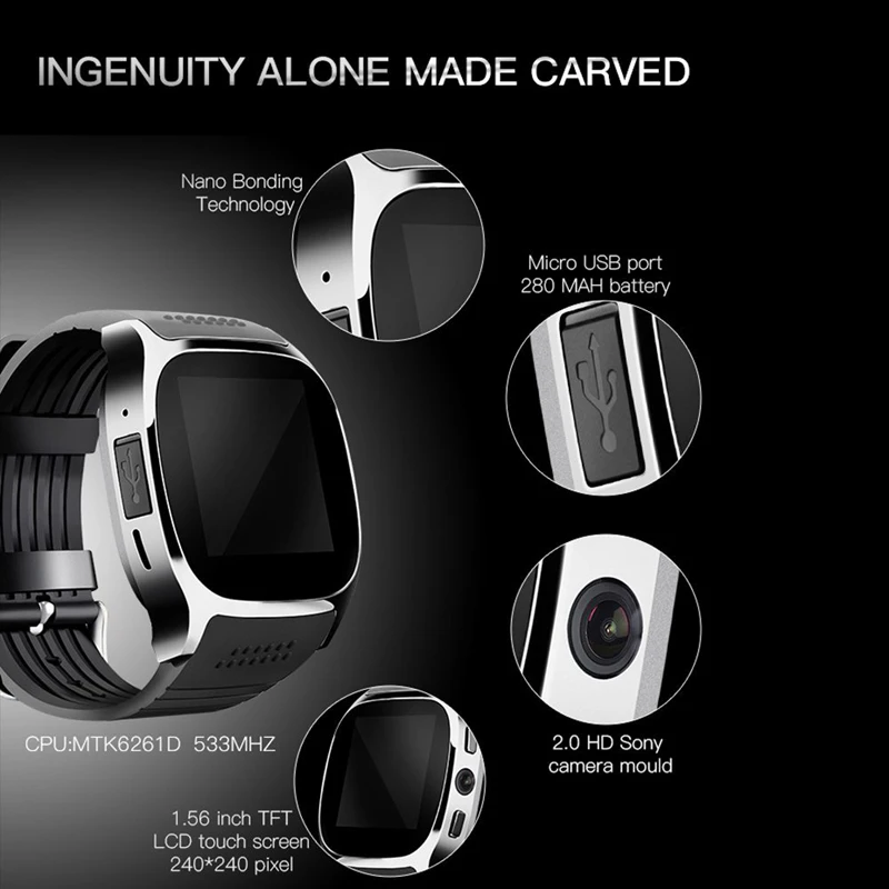 Liedao Bluetooth Смарт часы Smartwatch T8 Android телефонный звонок Relogio 2G GSM SIM TF карта камера для