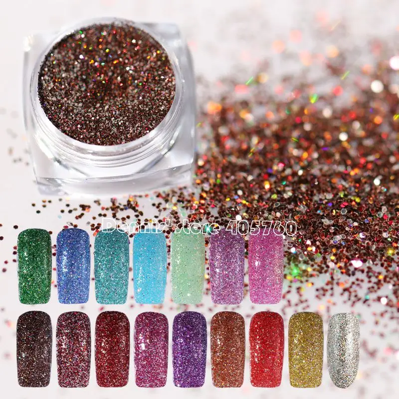 1 фляга красивые лазерные блестящие тени с металлическим блеском для ногтей