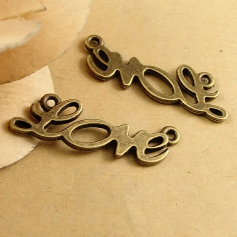 

RONGQING 50pcs/lot Jewelry Findings Connectors NEW Love Zinc Alloy