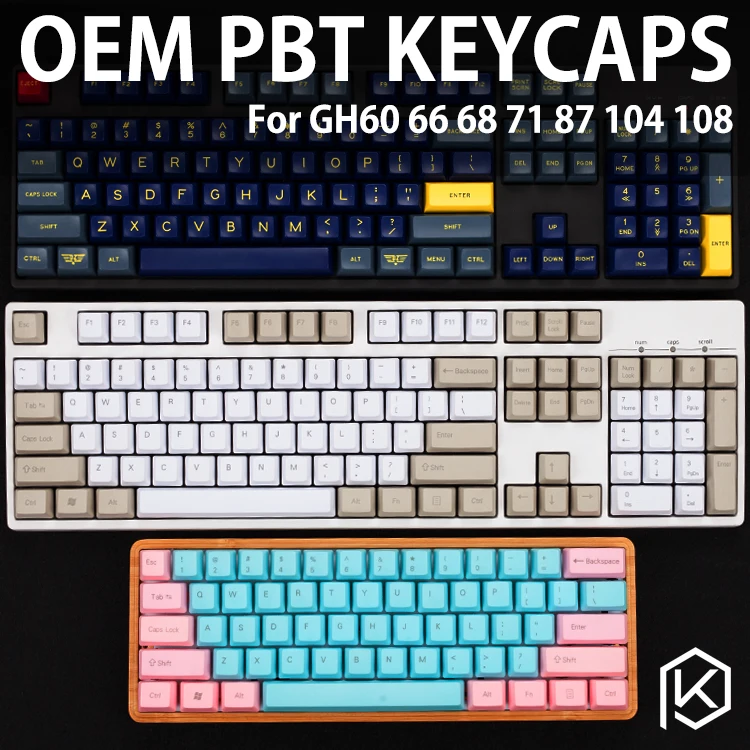 Pbt Передняя печатная PBT Keycaps oem профиль лазерная гравировка Передняя печатная Легенда Топ Печатный белый серый черный красный синий красный розовый