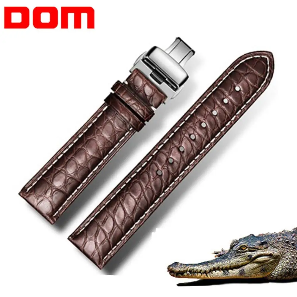 Ремешок для часов DOM из натуральной кожи аллигатора мужчин и женщин аксессуары 22