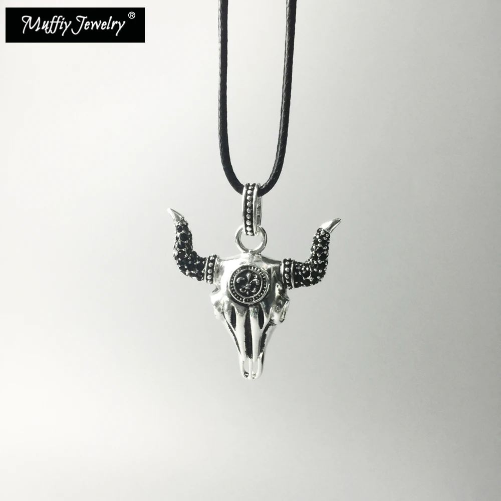 Кожаное ожерелье с черепом быка модные ювелирные изделия в европейском стиле для