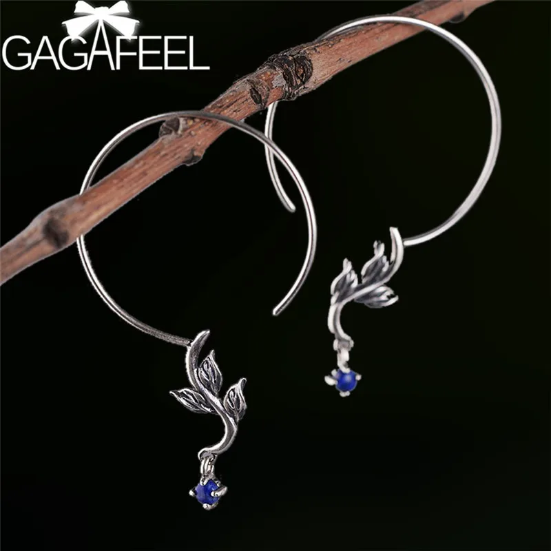 GAGAFEEL натуральный Лазурит обруч с камнем серьги из стерлингового серебра 925 пробы