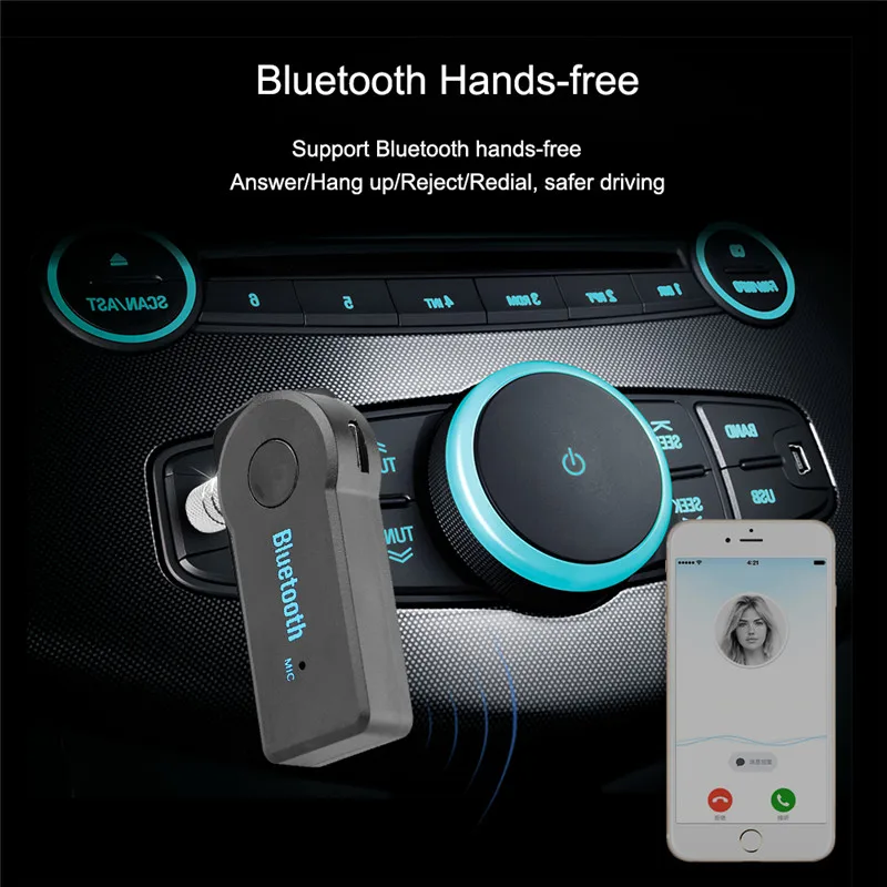 Handfree Автомобильный Bluetooth Music Receiver Универсальный 3,5 мм Car Kit Беспроводной громкой связи Динамик Наушники Адаптер для телефона MP3