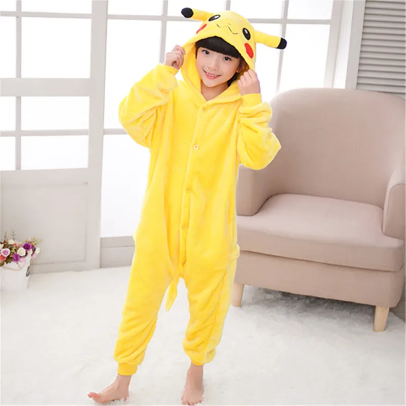 Kigurumi onesies Пижама с покемонами для мальчиков и девочек ночное белье цельное