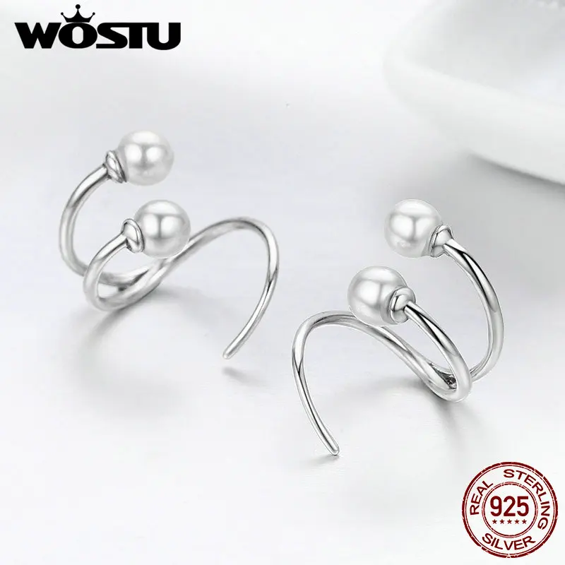 Женские серьги гвоздики WOSTU из стерлингового серебра 925 пробы с переплетенным