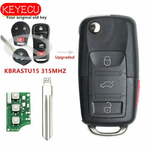 Keyecu обновленный флип дистанционный ключ с 4 кнопками 315 МГц 4D60 / ID46 чип для Nissan Infiniti