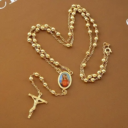 Ювелирные изделия ювелирные necklace. Cross 18 К желтое золото заполнены цепи ожерелье