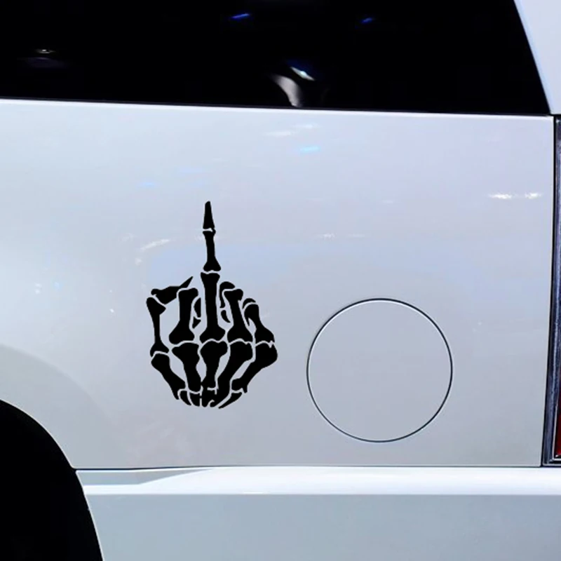 HotMeiNi 15cm*12.5cm Skull Middle Finger Flip Off Vinyl Decal Sticker Window Wall Car Bumper Laptop Funny 13 Colors | Автомобили и