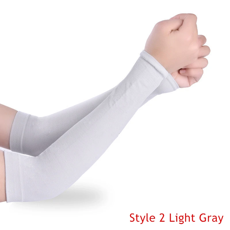 Gray Style 2 Длинные перчатки без пальцев из ледяной ткани, рукава для рук, летняя защита от ультрафиолета, перчатки для велоспорта, бега, рыбалки, скалолазания, перчатки для вождения для мужчин и женщин - Цвет: Gray Style 2