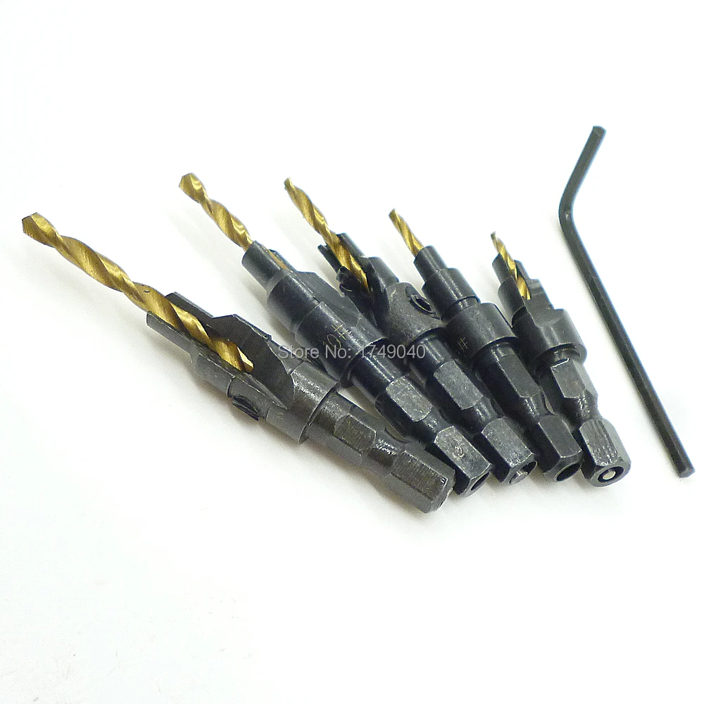 5 шт. HSS зенковки Бурильные долото множество Quick Change 1/4 &quotШестигранным хвостовиком