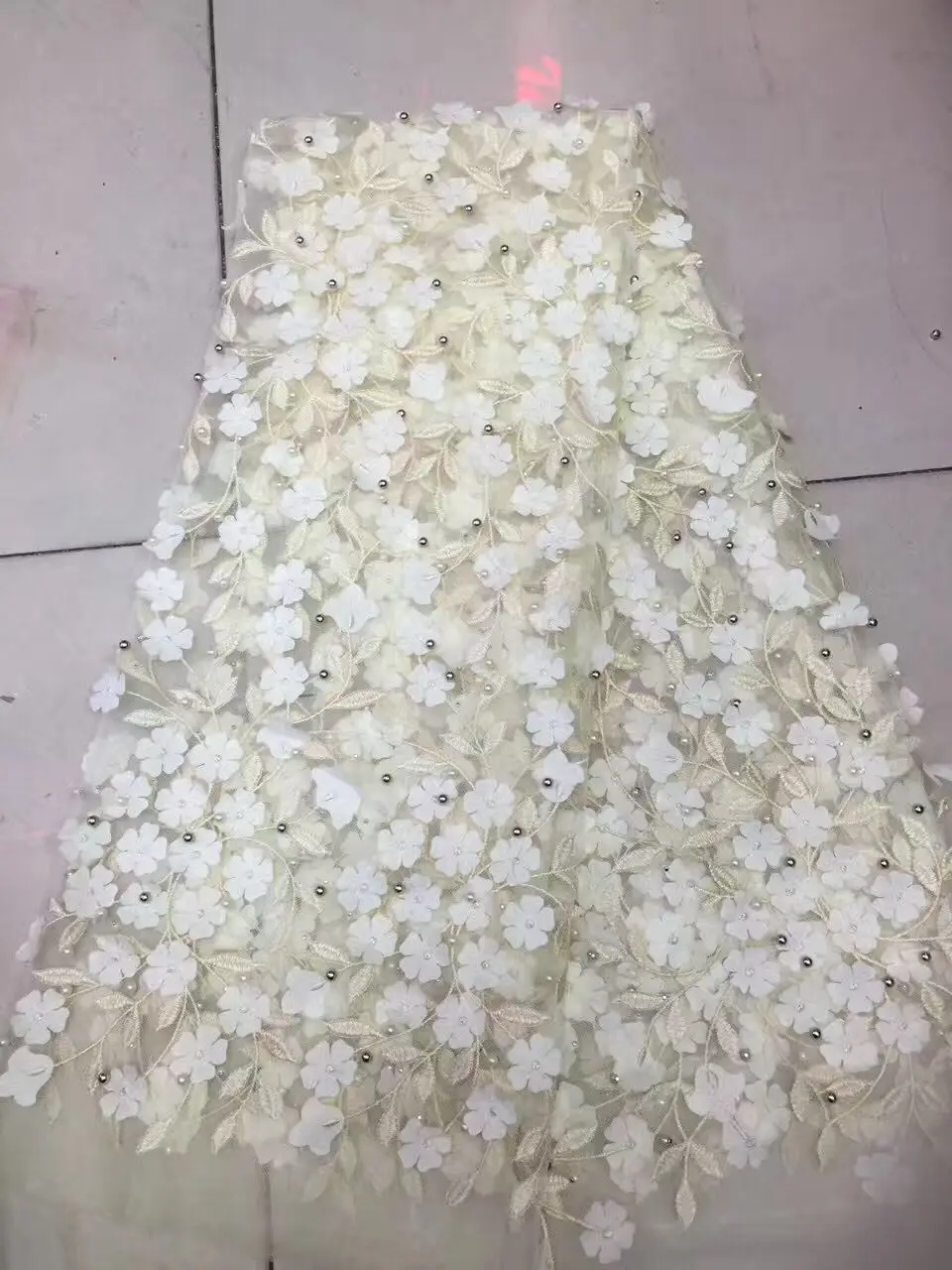 Новейшие Африканские кружева 2017 Fushia розовая Свадебная Тюлевая ткань Оранжевый