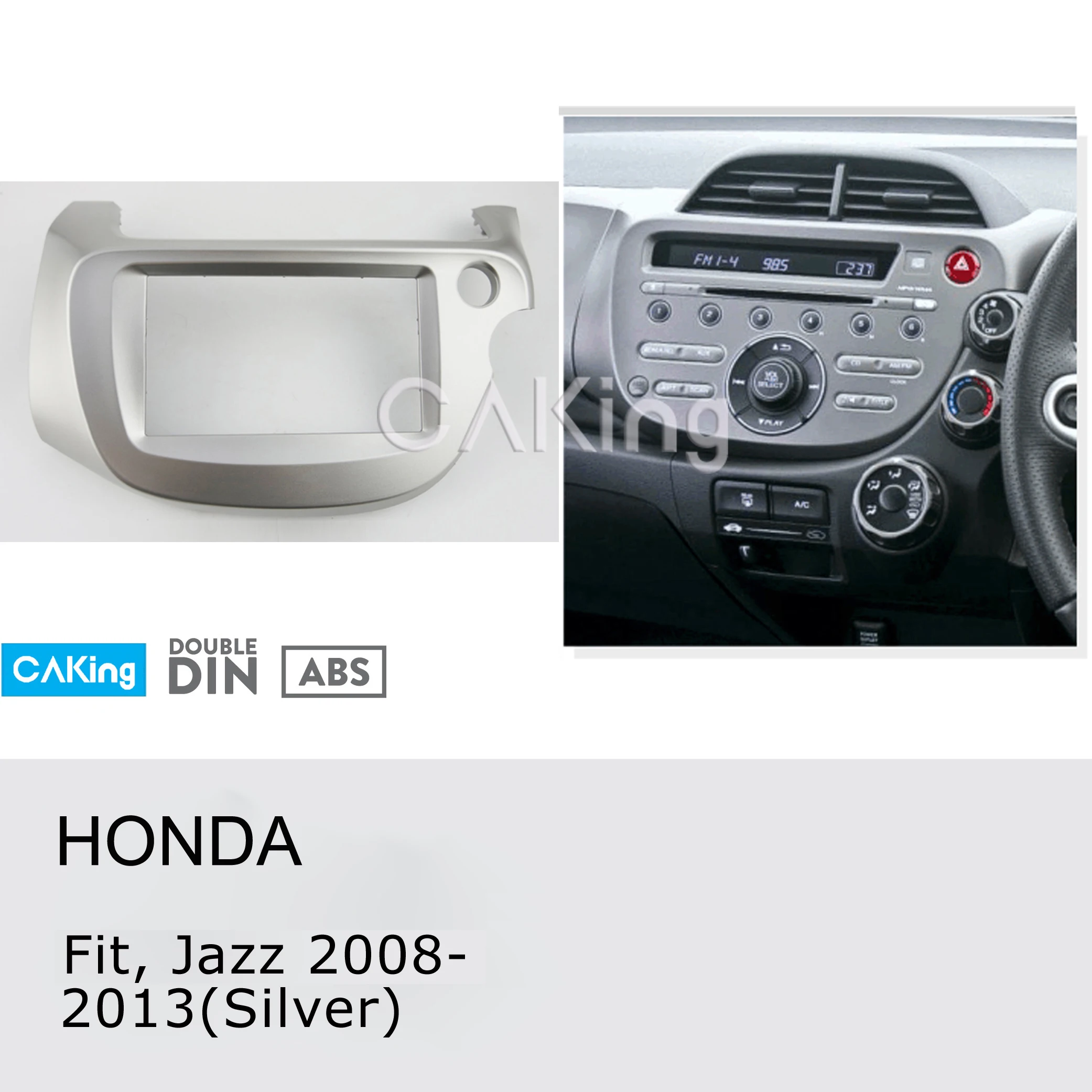 2DIN Автомобильная Радио панель для Honda Fit, Jazz 2008-2013(правое колесо/серебро) приборная пластина крышка адаптера рамка