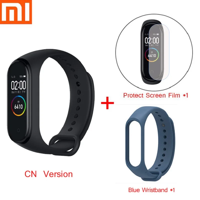 CN Film Blue Band Xiaomi mi Band 4 смарт-браслет mi Band 3 фитнес-пульсометр для плавания спортивный умный Браслет 0,9" цветной экран Bluetooth 5,0 - Цвет: CN Film Blue Band