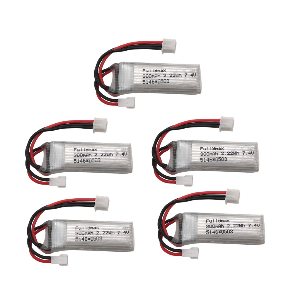 5pcs 7,4 V 300mAh 30c Li-Po батарея для WLtoys F959 самолет запасная часть XK DHC-2 A600 RC самолет - Цвет: 5pcs
