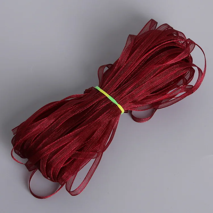 Burgundy Пояс 3 мм 25 ярдов Шелковый Атласный органза полиэстер лента для шитья Свадебная вечеринка украшение тесьма для рукоделия подарочная упаковка ленты - Цвет: Burgundy