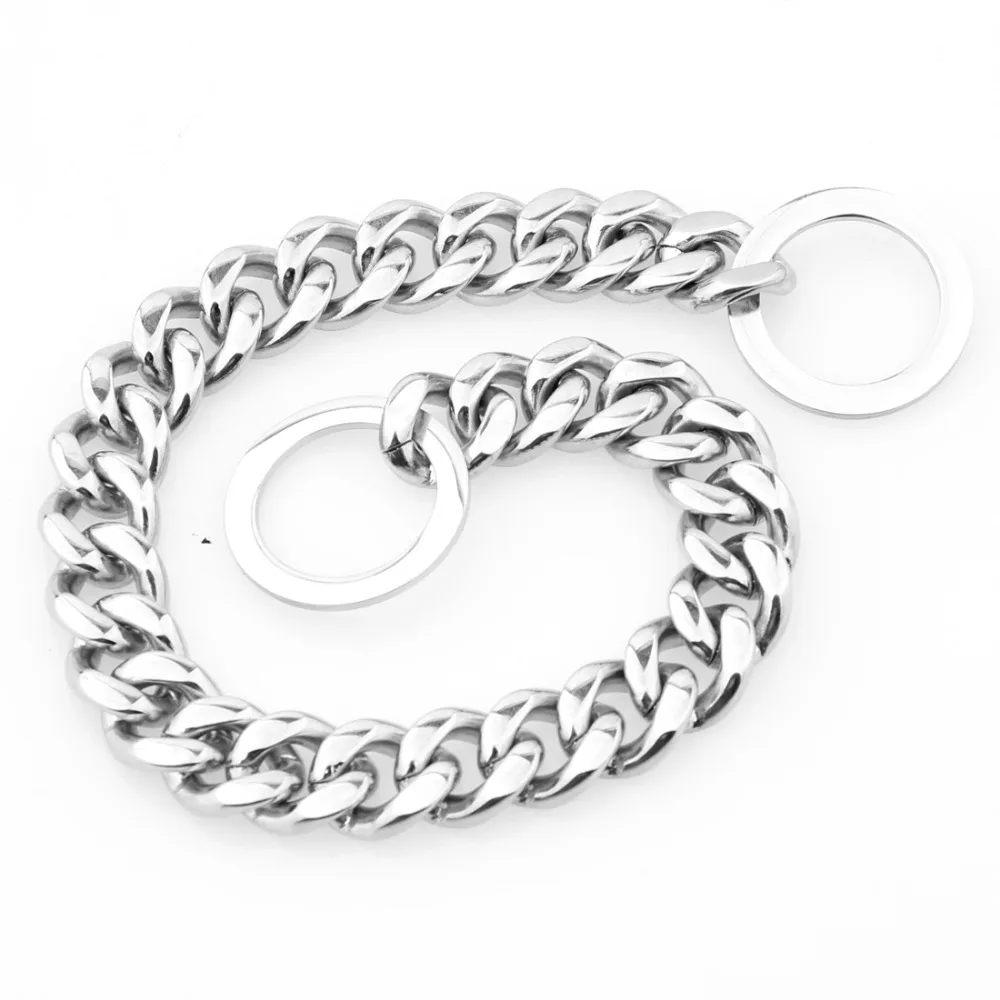 

10"-40" High Polished Two Face 12mm Cool Silver Color Stainless Steel Curb Cuban Link Cowboy Chain Cool Dog's Necklace