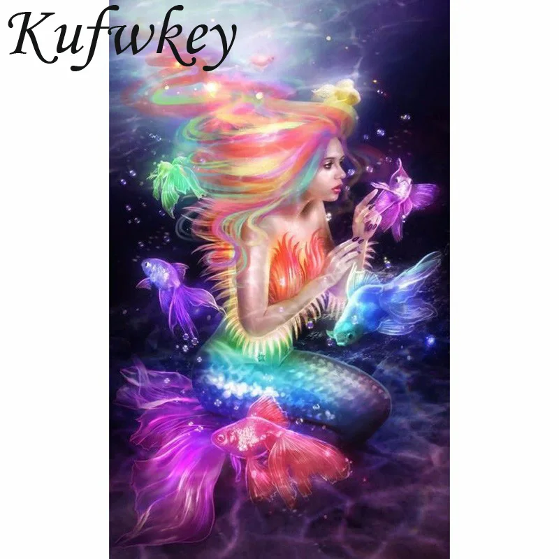 Diy Diamond Painting 3d Cross Stitch 5d Embroidery Beautiful Mermaid Princess Mosaic girl's gifts 30x45 | Дом и сад