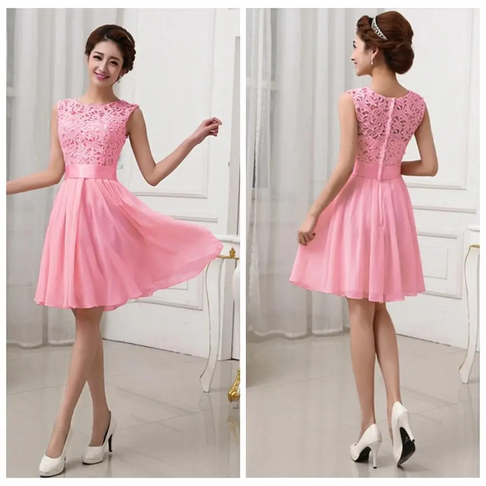 Rosy short dress SEBOWEL Летнее белое кружевное вечернее платье для женщин элегантное кружевное Макси Вечерние платье летнее женское длинное шифоновое платье для свадьбы - Цвет: Rosy short dress