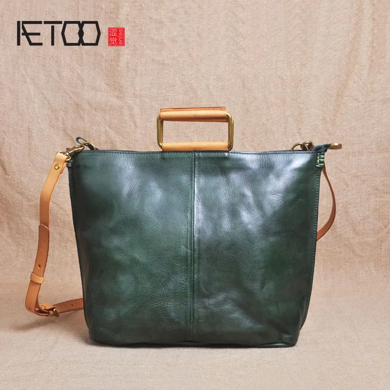 AETOO застежкой-молнией в Корейском стиле первый слой кожи hand-made A4 женский посылка дубления Ретро складки дикий плечо Месседжер