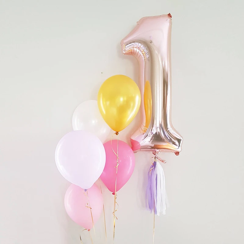 40 дюймовый светодиод номер 1 Фольга шарики Baby Shower цвета: золотистый серебристый