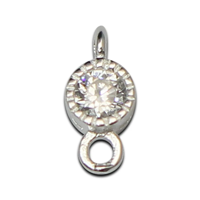 Pure Silver 925 Connector handmade double loop Sterling zircon wholesale silver jewelry supplies ID 36309 | Украшения и
