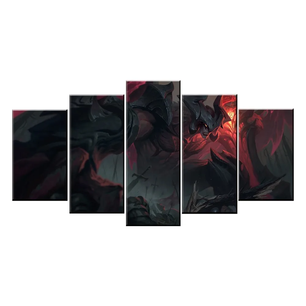 

5 Panel LOL Aatrox Game Canvas Printed Painting For Living Room Wall Art Decor HD Picture Artworks Poster