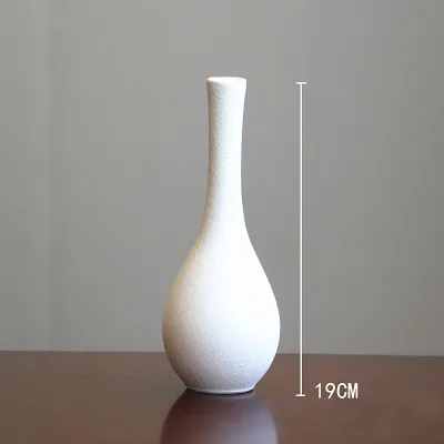 white 19x7cm Современная простая шлифованная керамическая ваза, настольная, черная, белая, синяя, серая, Маленькая ваза, контейнеры для сушеных цветов, украшение дома, подарок - Цвет: white 19x7cm