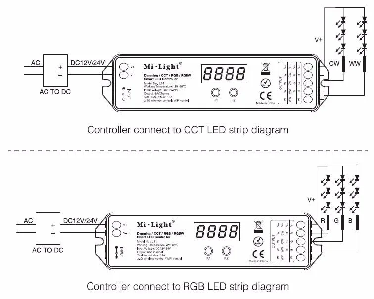 Mi. Светильник LS1 DC12V 24V 15A один цвет тусклый mi нг дурального белый CCT RGB и RGBW тусклый/ССТ/RGB/RGBW 4 в 1 smart светодиодный контроллер