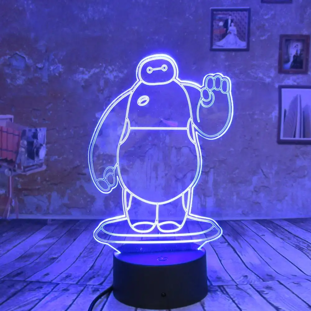 Креативные подарки для мальчиков и девочек Baymax 3D ночник светодиодный 7 видов