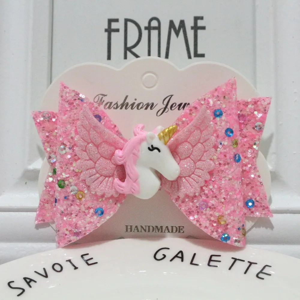 NEW Unicorn Wing Hair Accessories for Girls Children Princess Glitter Bows Clips Handmade Hairpins Cute Kids Headdress | Детская одежда