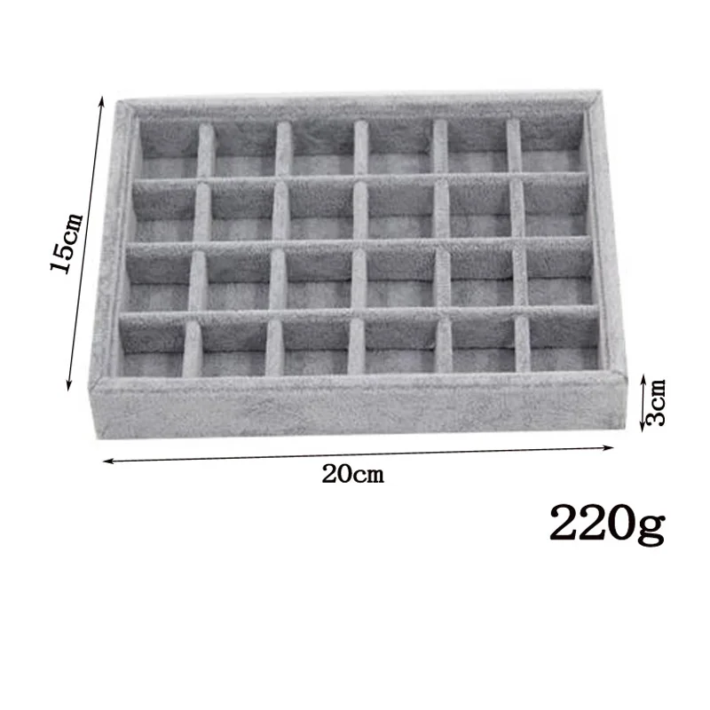 24 grids tray Горячая DIY ювелирные изделия коробка разделитель для ящика серый мягкий бархат ювелирные изделия Серьга, ожерелье, подвеска ящичек для браслетов 9 вариантов - Цвет: 24 grids tray