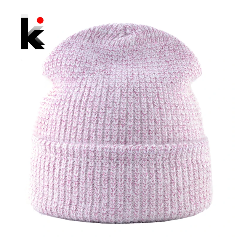 Модные зимние шапки женские трикотажные сверкающих линии шапка для теплый