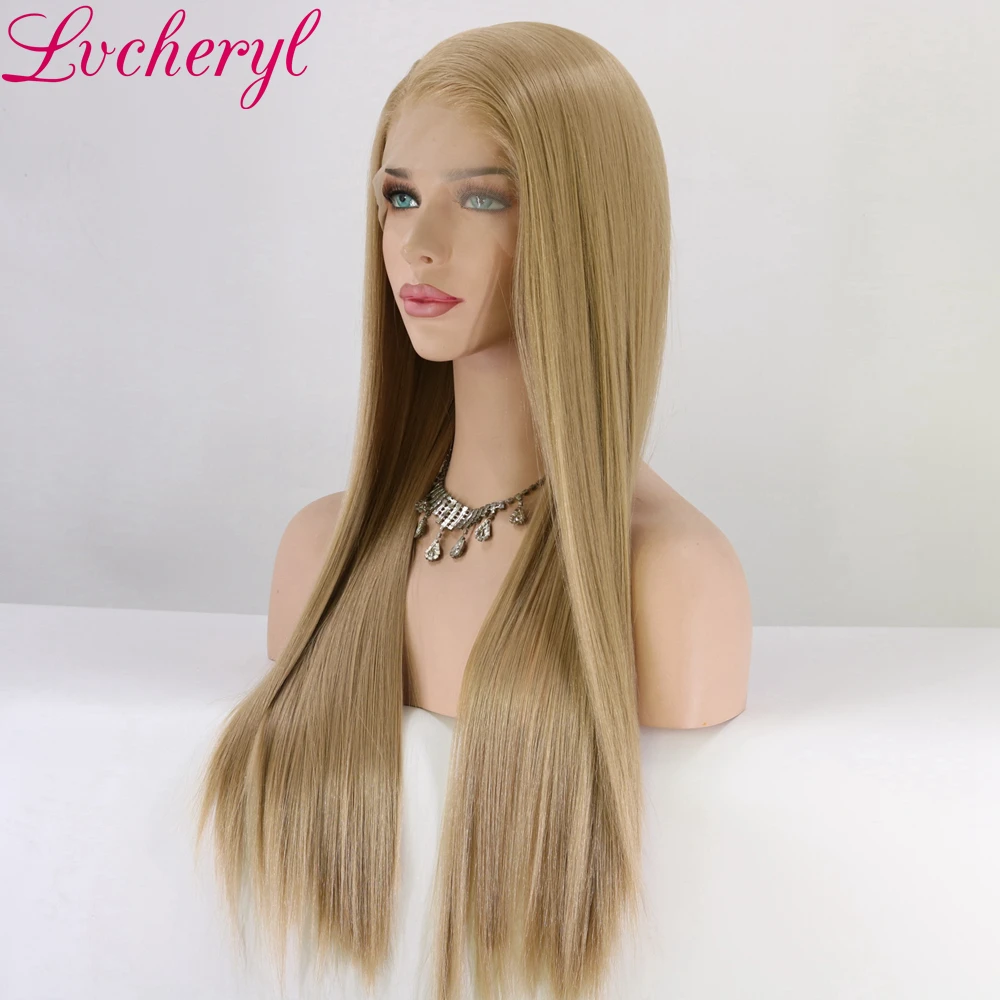 Lvcheryl ручная вязка 13x6 кружева пепельный блонд цвет свободная часть Futura волокна волос парики термостойкие волосы Синтетические Кружева передние парики