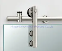 Free Shipping Dimon America Style Hot Sell Stainless Steel 304 Polish Glass Sliding Barn Door Hardware DM-SDG 7001 Without Bar