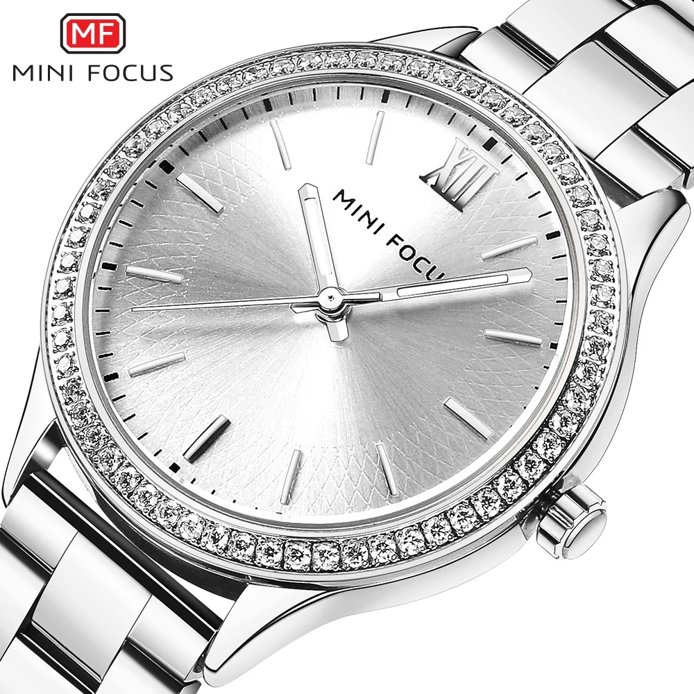 MINIFOCUS Gola часы браслет Для женщин Luxury Rhinestone чехол Quarzt для девочек