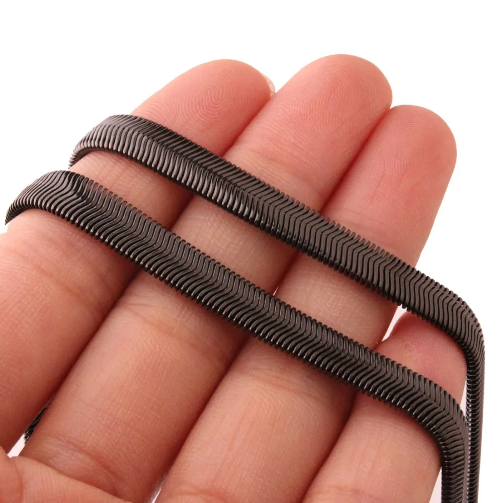 Классическая винтажная цепочка на шею черного цвета из нержавеющей стали