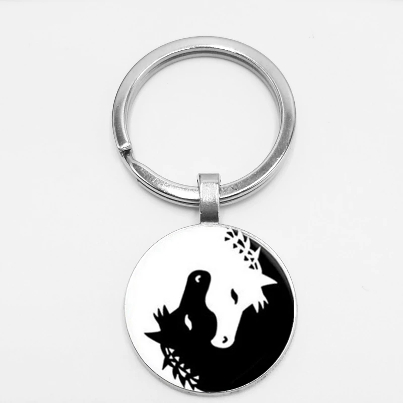 

Handmade Horse Jewelry Initial Yin Yang Black White Animals Art Glass Creative Chaveiro Key Chain Charms Art Medallion Pendant