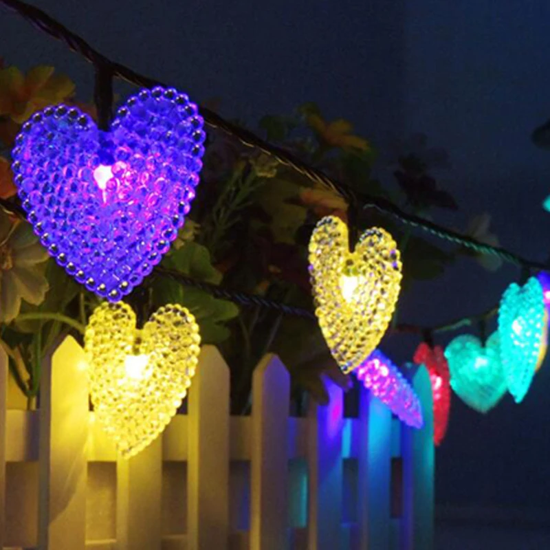 30LED Солнечный любящее сердце строка светильник свадебное платье для