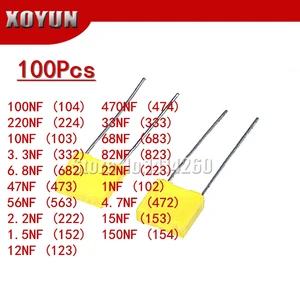 100 шт. полипропиленовая защитная пленка пластиковая пленка 100 в 1 нФ  0,47 НФ 0,1 НФ 10 нФ 47 НФ 22 НФ 1 нФ мкФ корректирующий конденсатор