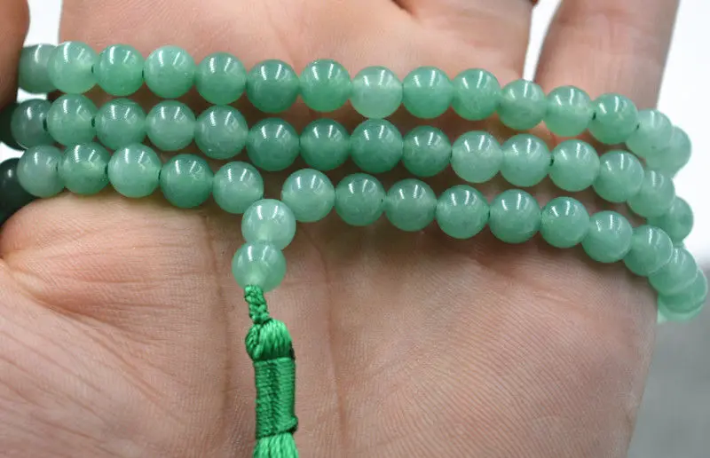 

new 6mm stone Buddhist Aventurine fine stone 108 Prayer Beads Mala Bracelet Necklace