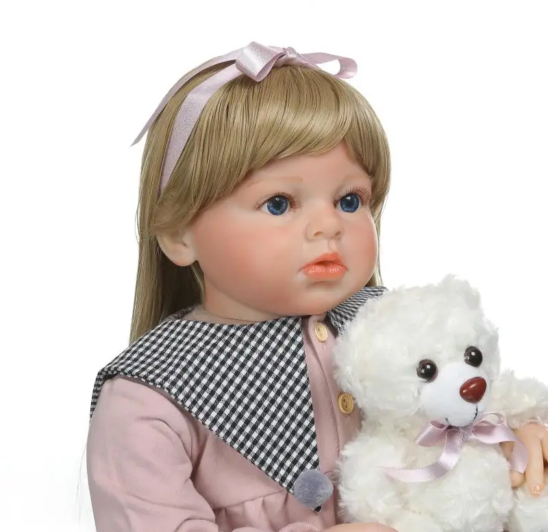 

70cm blue Eyes Reborn Baby Doll Toy Silicone Vinyl Baby Adorable Realistic soft clothe body Bebe gift Dolls Clothing model props