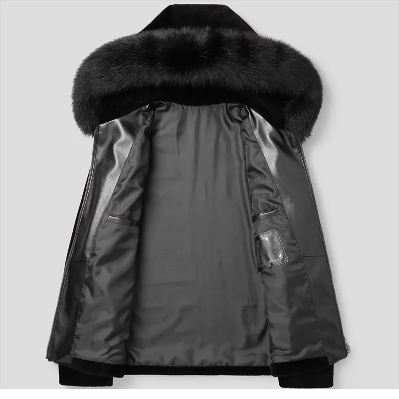 PUDI MT850 мужские новые модные шерстяные куртки с воротником из лисьего меха с капюшоном, осенне-зимняя повседневная верхняя одежда