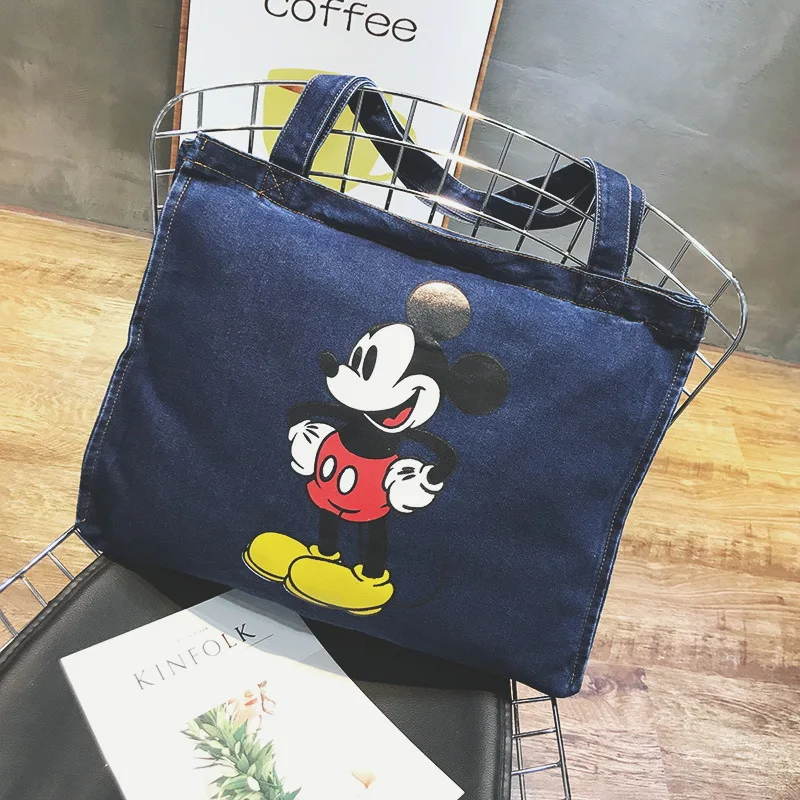 Disney Микки Мышь мультфильм большой Ёмкость покупателя в ковбойском стиле, на плечо сумка женская сумочка, женская сумка для отдыха уличная мода