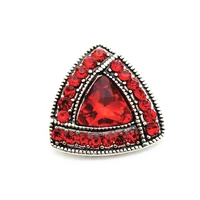 wholesale 10pcslot metal triangle red crystal silver snap charms fit 18mm20mm snap buttons bracelets necklace diy jewelry