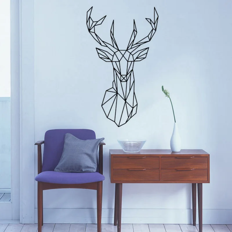 Новый Дизайн 2016 голова оленя в геометрическом стиле Наклейки на стены геометрия