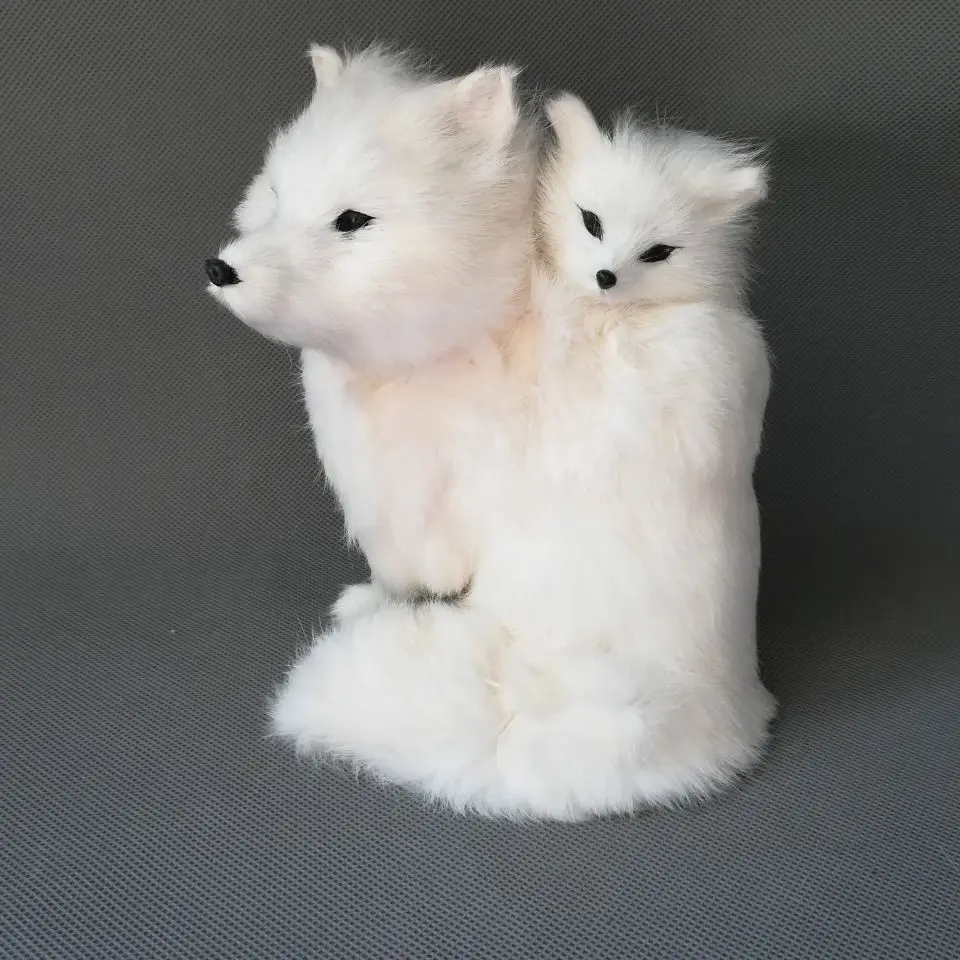real life toy large 18x16cm white fox model polyethylene&ampfurs taking baby handicraft home decoration gift b0188 | Игрушки и хобби