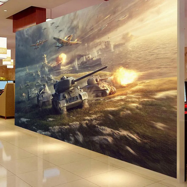 

Custom mural Internet cafes game room 3D wallpaper aircraft tanks war military soldiers bar KTV Hotel bedroom living room mural