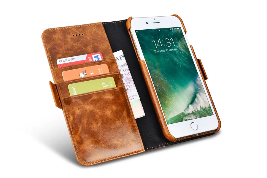Марка icarer Оригинальный Роскошный Пояса из натуральной кожи флип чехол для iPhone 7