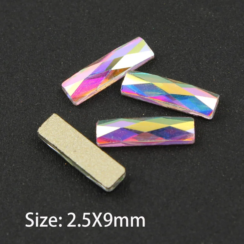 Strip 2.5x9mm Лучшие продажи кристалл AB 3D дизайн ногтей Стразы необычной формы кристаллы и камни для DIY художественное оформление ногтей - Цвет: Strip 2.5x9mm